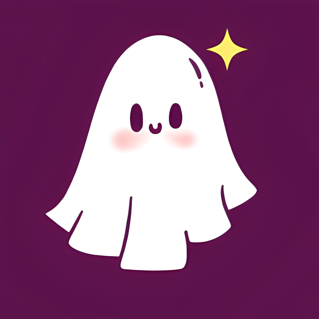 Whim Wham Wooo cute ghost with blush and sparkle